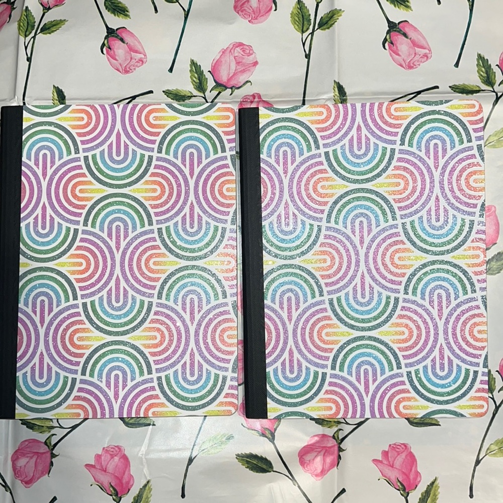New Set of 2 U Style Glitter Festival Composition Book, 100 Sheets, College Rule